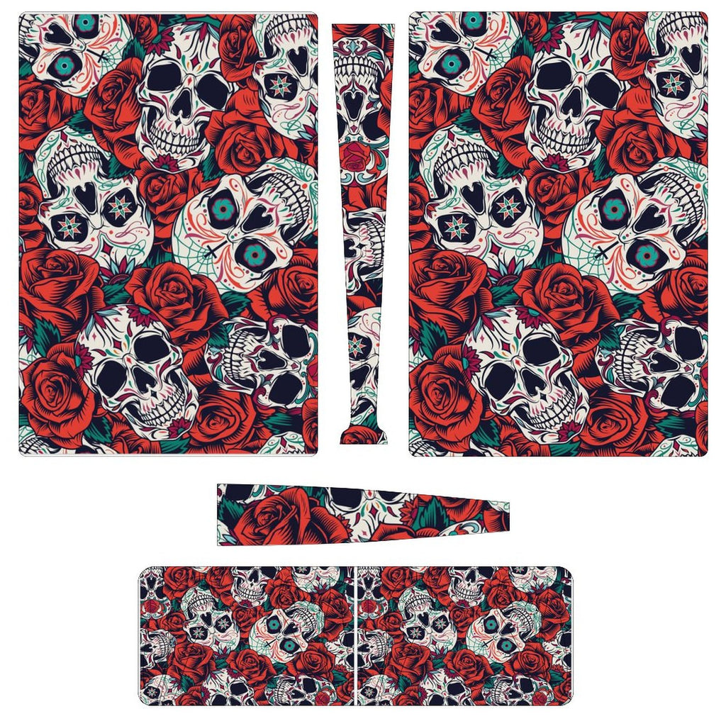 Gamer Wraps "Sugar Skull and Roses" Sticker Set for PS5 Controller and Console (Digital Edition)