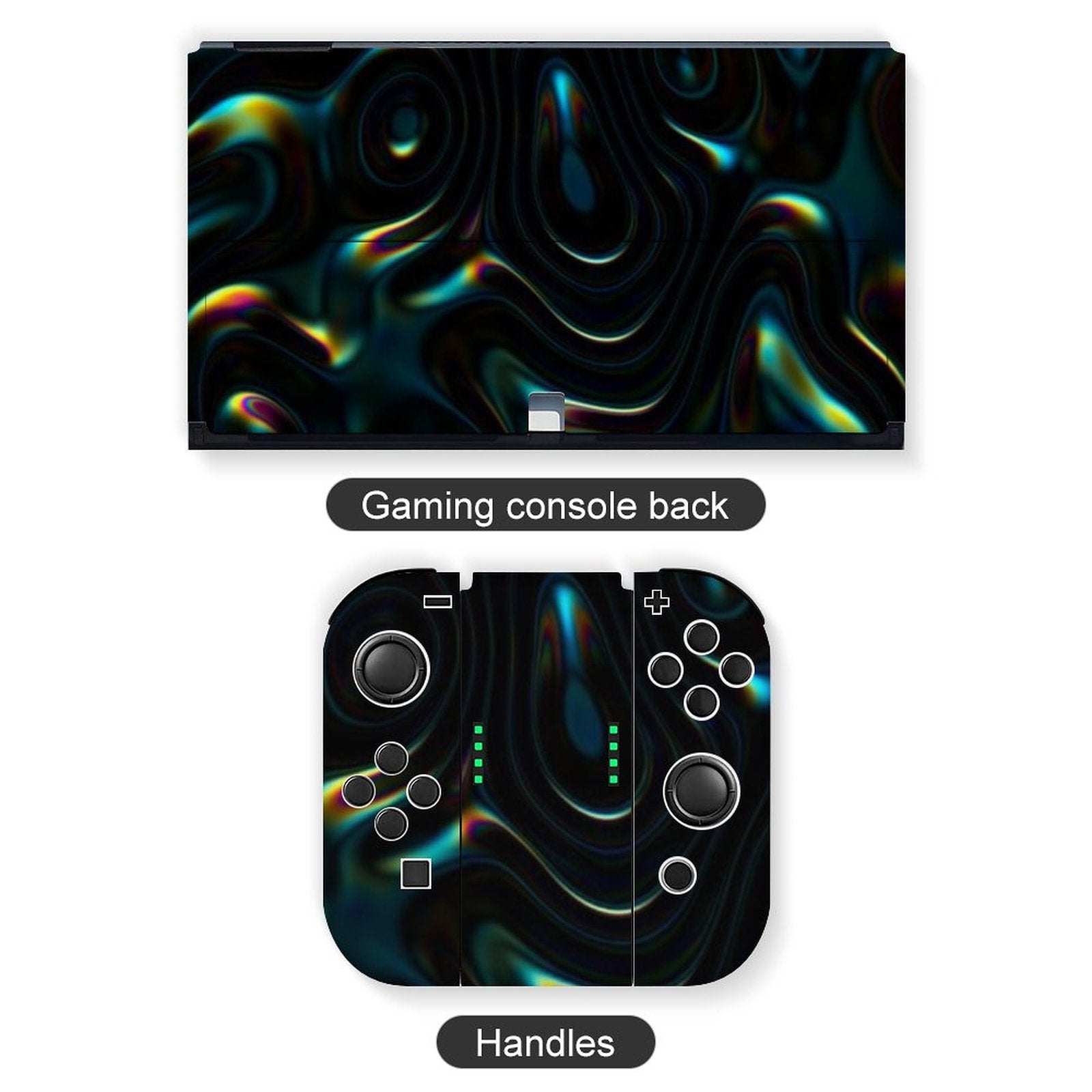Gamer Wraps "Liquid Swirl" Sticker Set for Nintendo Switch OLED Console, Controllers, and Dock