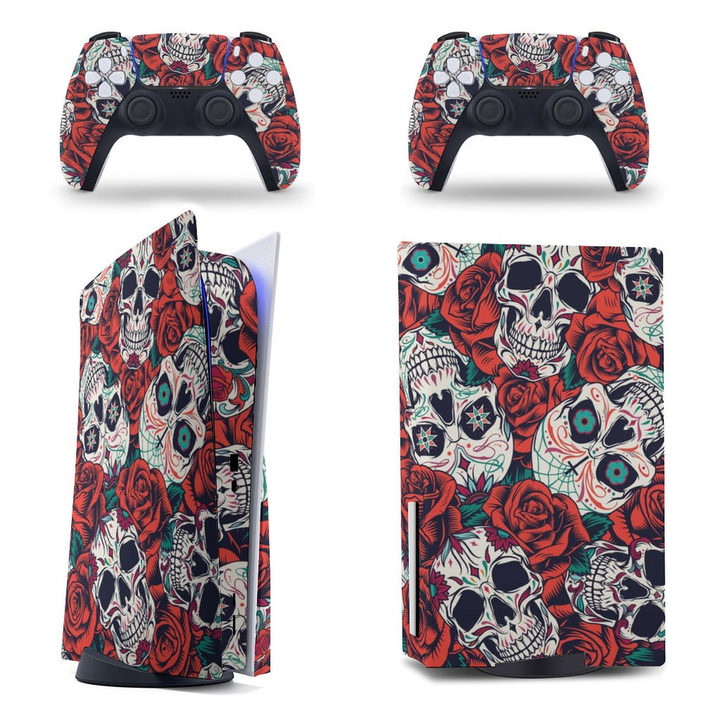 Gamer Wraps "Sugar Skull and Roses" Sticker Set for PS5 Controller and Console (Dis Version)