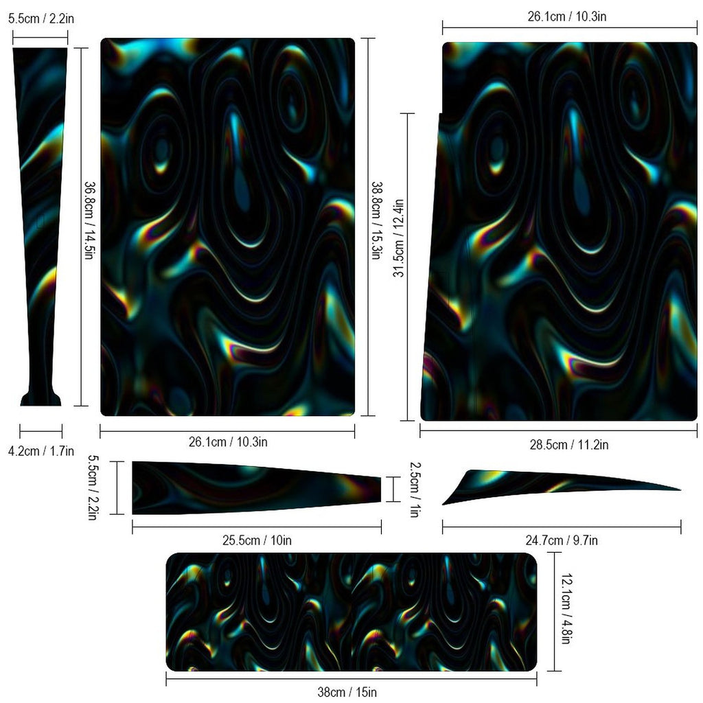 Gamer Wraps "Liquid Swirl" Sticker Set for PS5 Controller and Console (Dis Version)