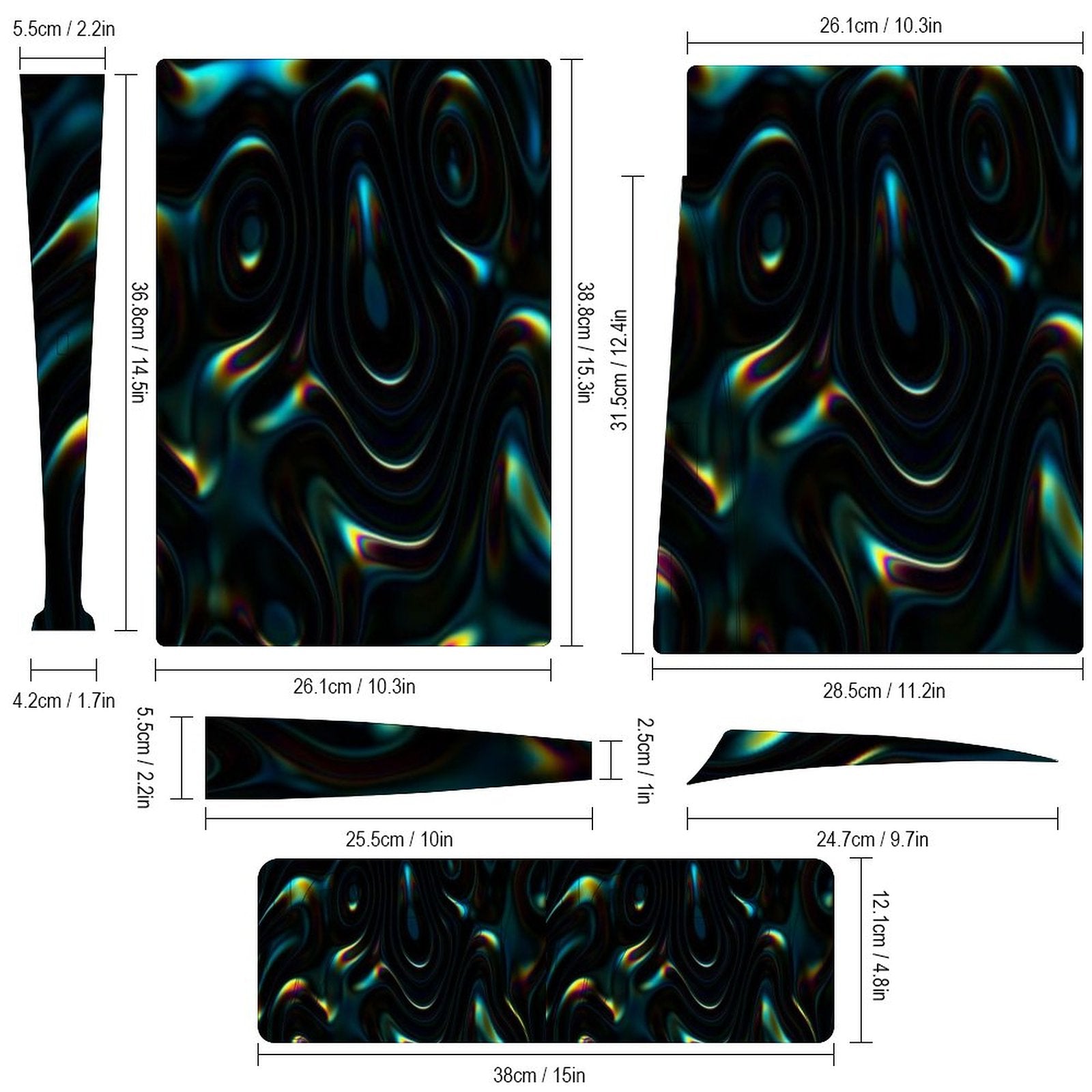 Gamer Wraps "Liquid Swirl" Sticker Set for PS5 Controller and Console (Dis Version)