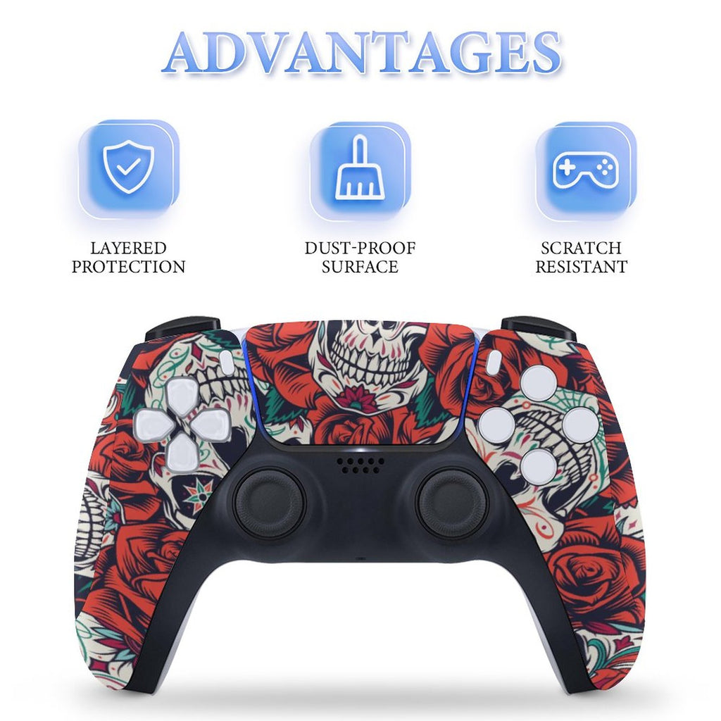 Gamer Wraps "Sugar Skull and Roses" Sticker Set for PS5 Slim Controller and Console (Digital Edition)