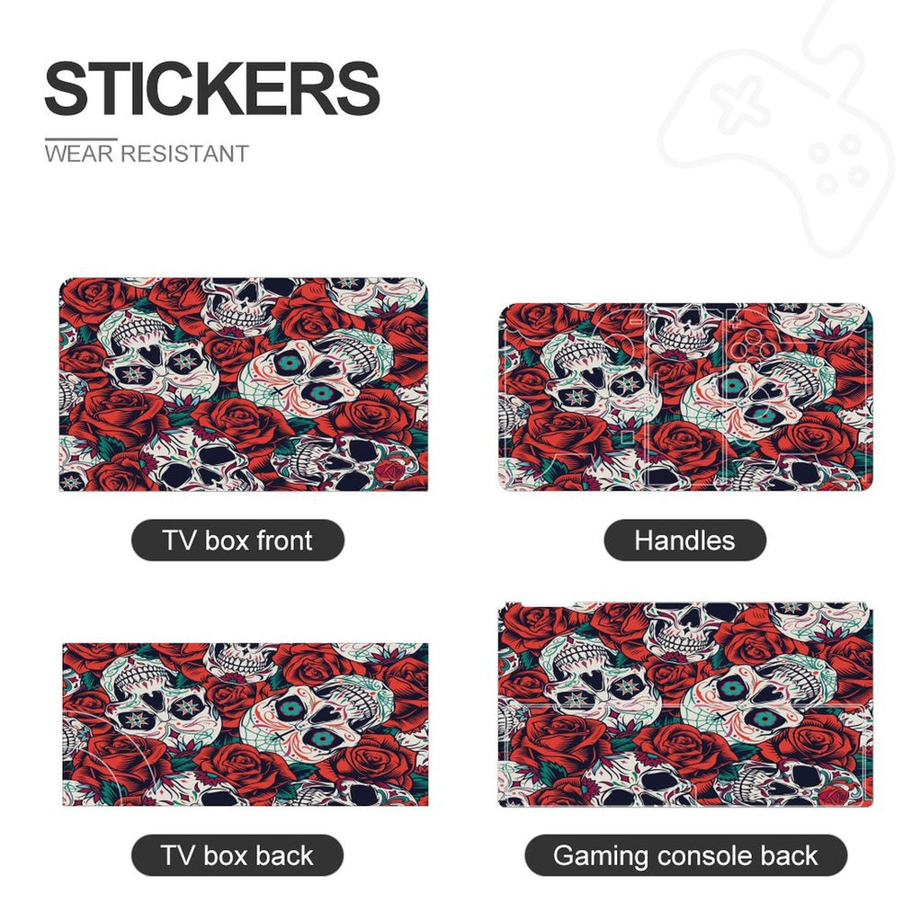 Gamer Wraps "Sugar Skull and Roses" Sticker Set for Nintendo Switch OLED Console, Controllers, and Dock