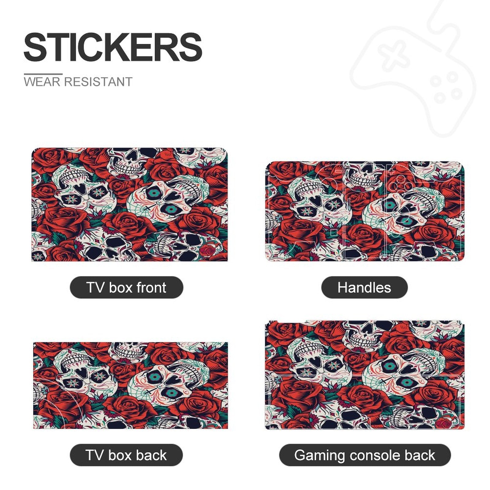 Gamer Wraps "Sugar Skull and Roses" Sticker Set for Nintendo Switch OLED Console, Controllers, and Dock