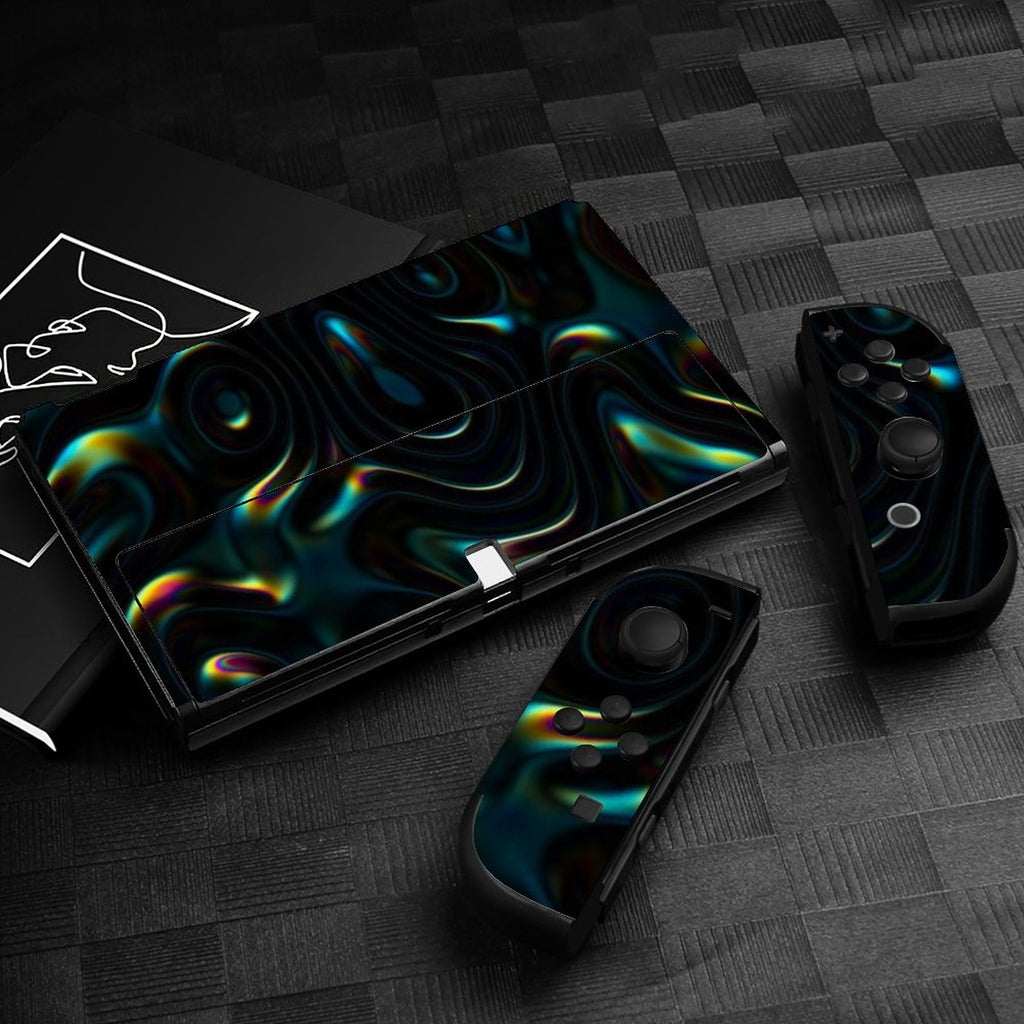 Gamer Wraps "Liquid Swirl" Sticker Set for Nintendo Switch OLED Console, Controllers, and Dock