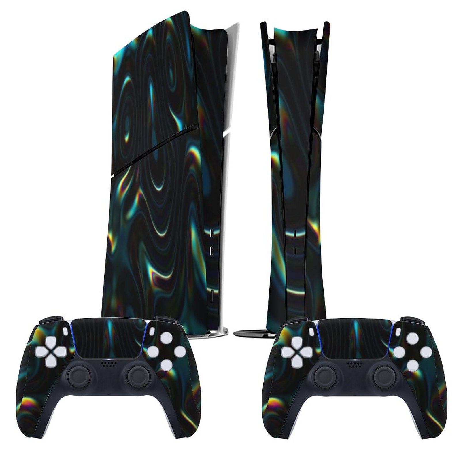 Gamer Wraps "Liquid Swirl" Sticker Set for PS5 Slim Controller and Console (Digital Edition)