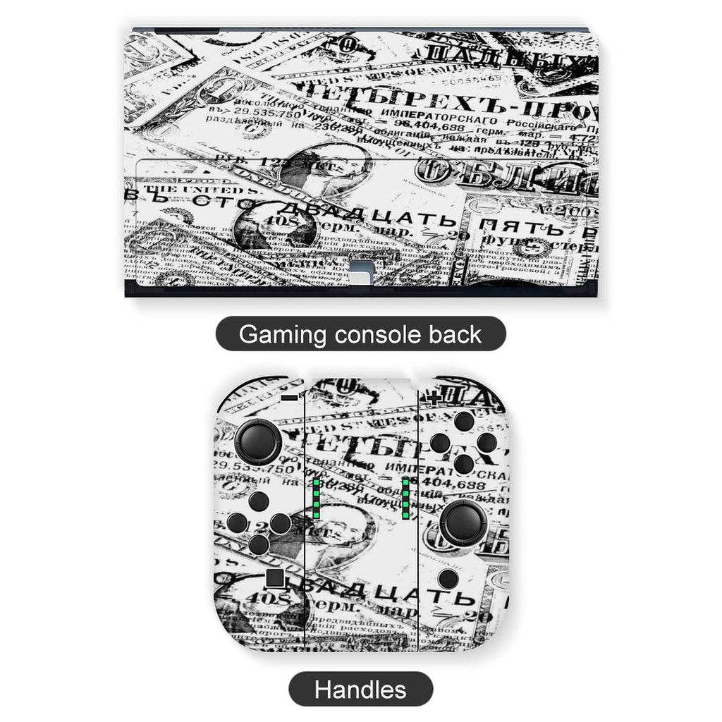 Gamer Wraps "Paper Chase" Sticker Set for Nintendo Switch OLED Console, Controllers, and Dock