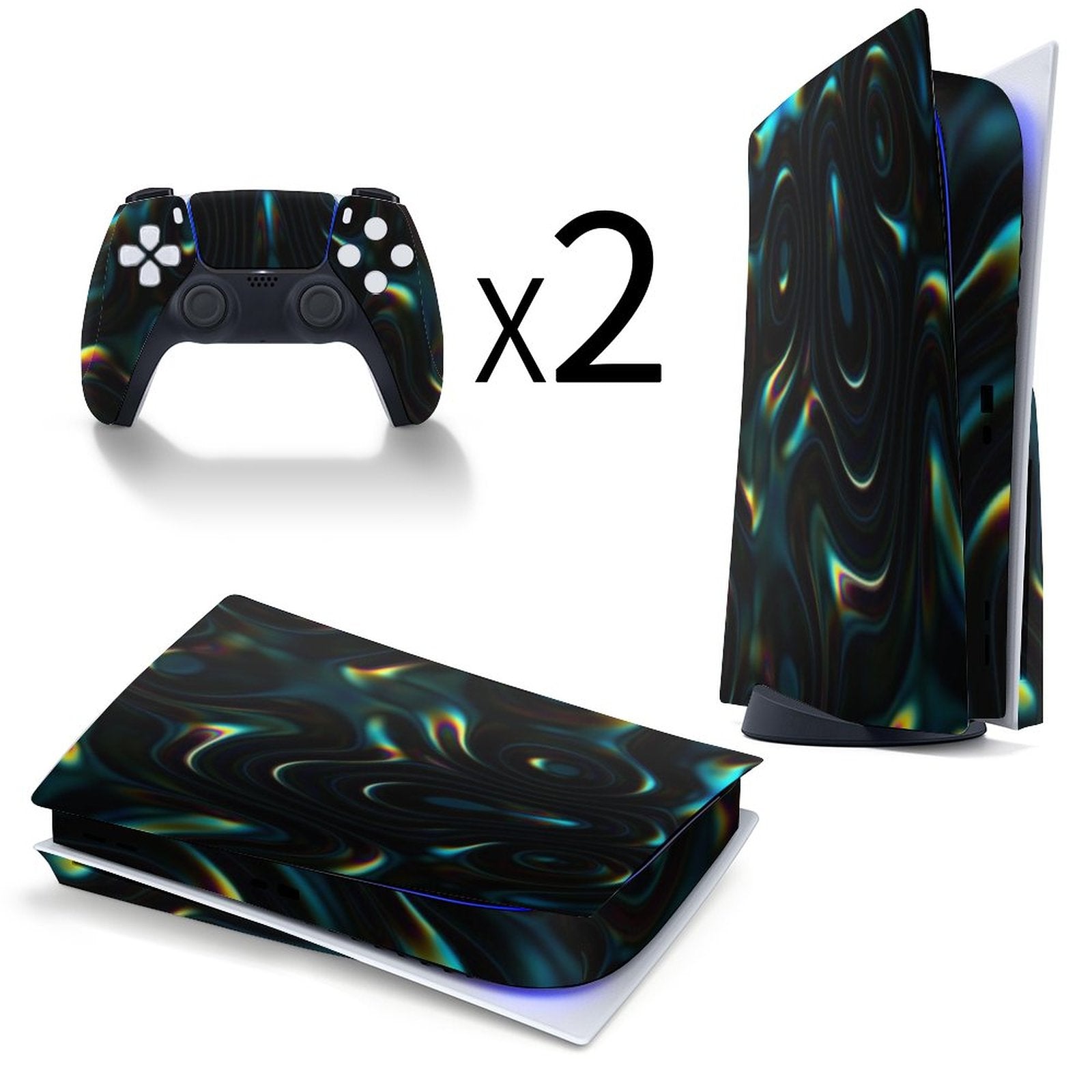 Gamer Wraps "Liquid Swirl" Sticker Set for PS5 Controller and Console (Dis Version)