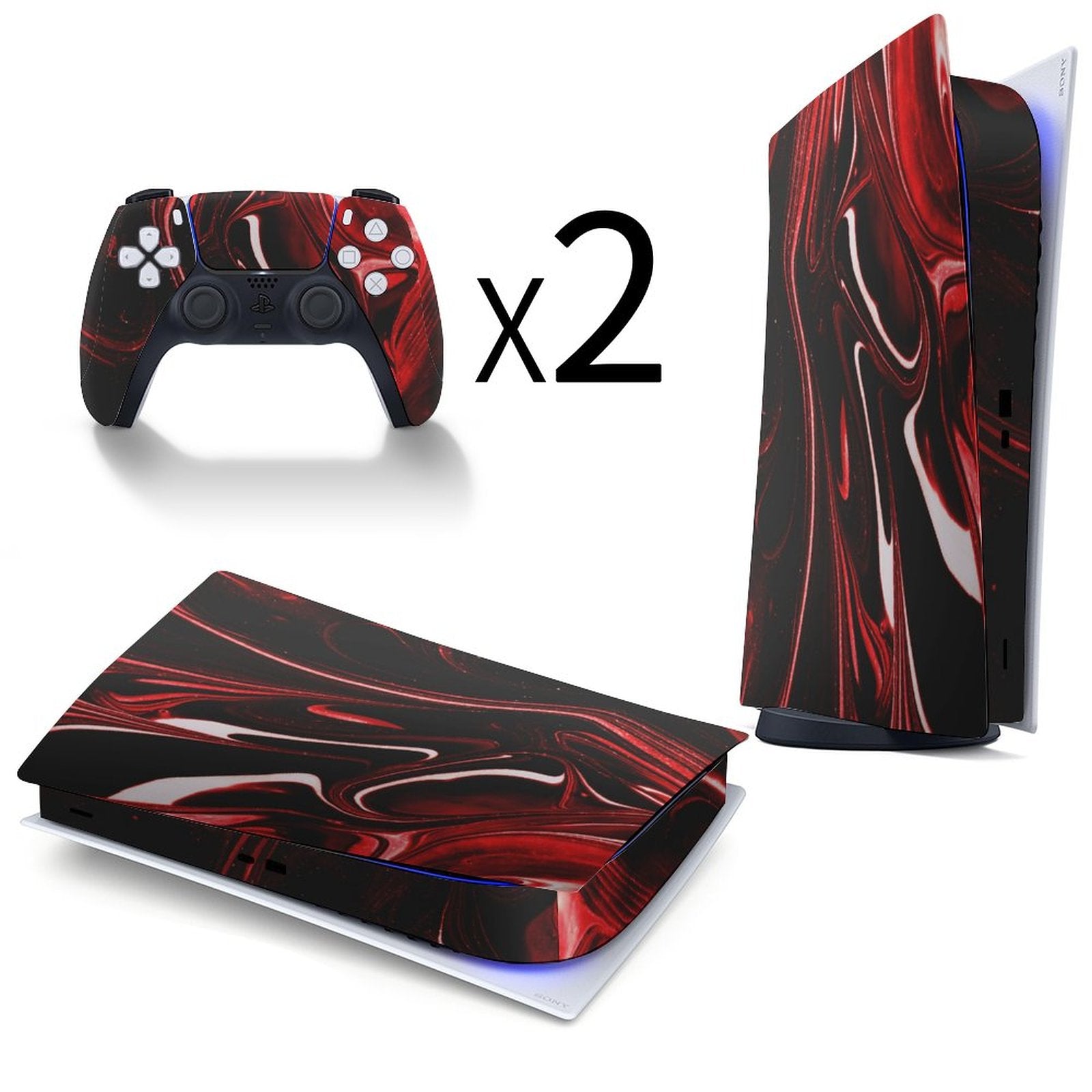 Gamer Wraps "Metallic Marble" Sticker Set for PS5 Controller and Console (Digital Edition)