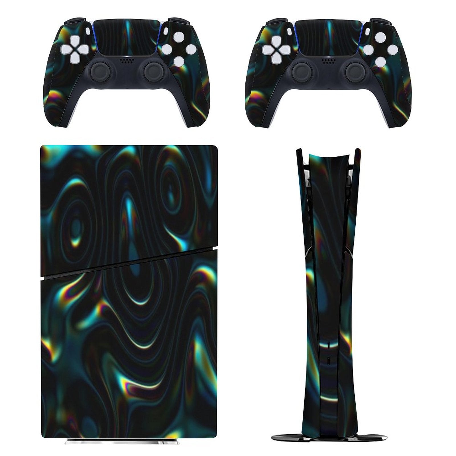 Gamer Wraps "Liquid Swirl" Sticker Set for PS5 Slim Controller and Console (Digital Edition)
