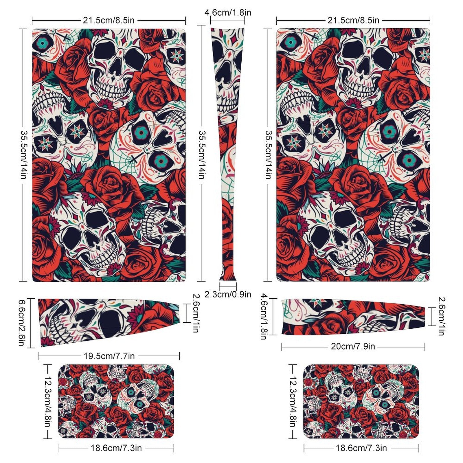 Gamer Wraps "Sugar Skull and Roses" Sticker Set for PS5 Slim Controller and Console (Digital Edition)