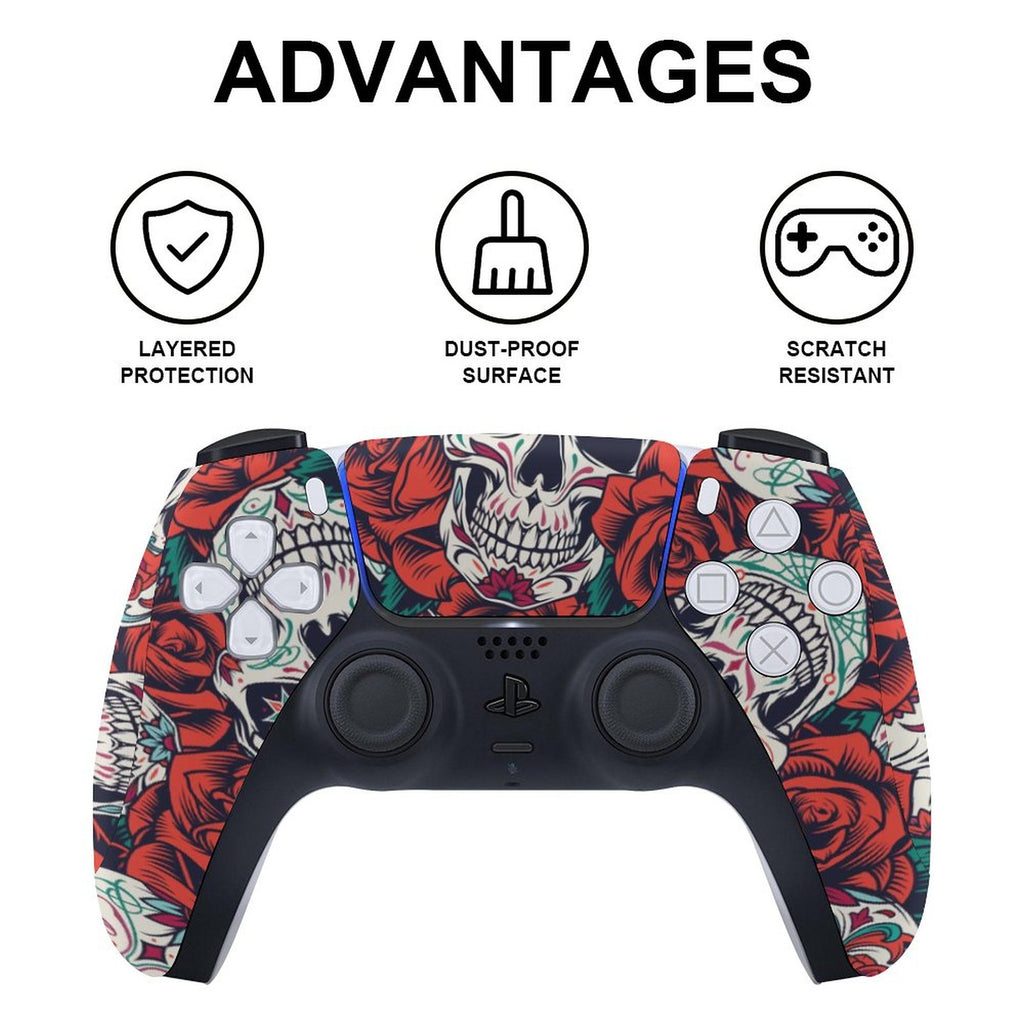 Gamer Wraps "Sugar Skull and Roses" Sticker Set for PS5 Controller and Console (Digital Edition)