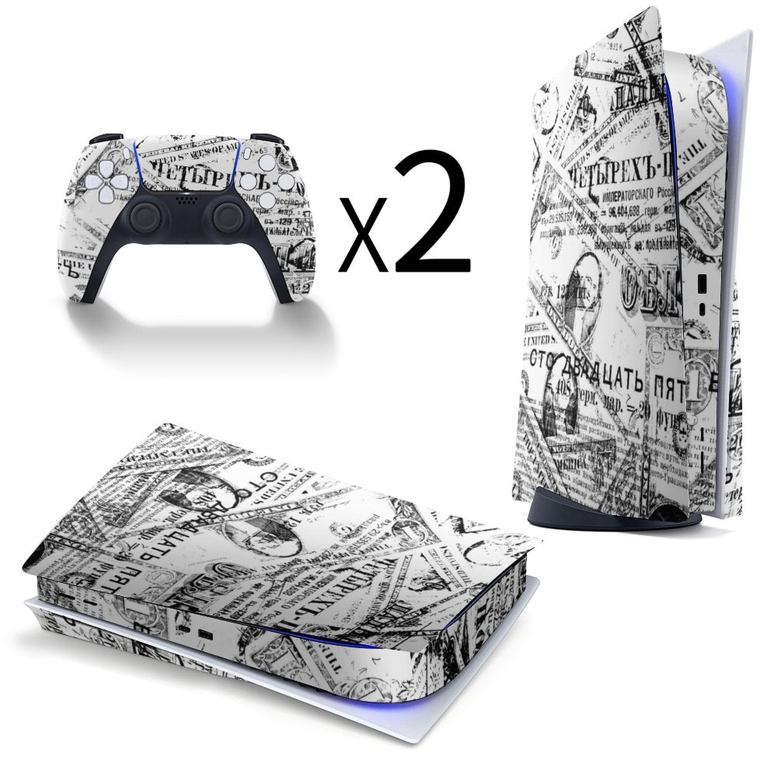 Gamer Wraps "Paper Chase" Sticker Set for PS5 Controller and Console (Dis Version)