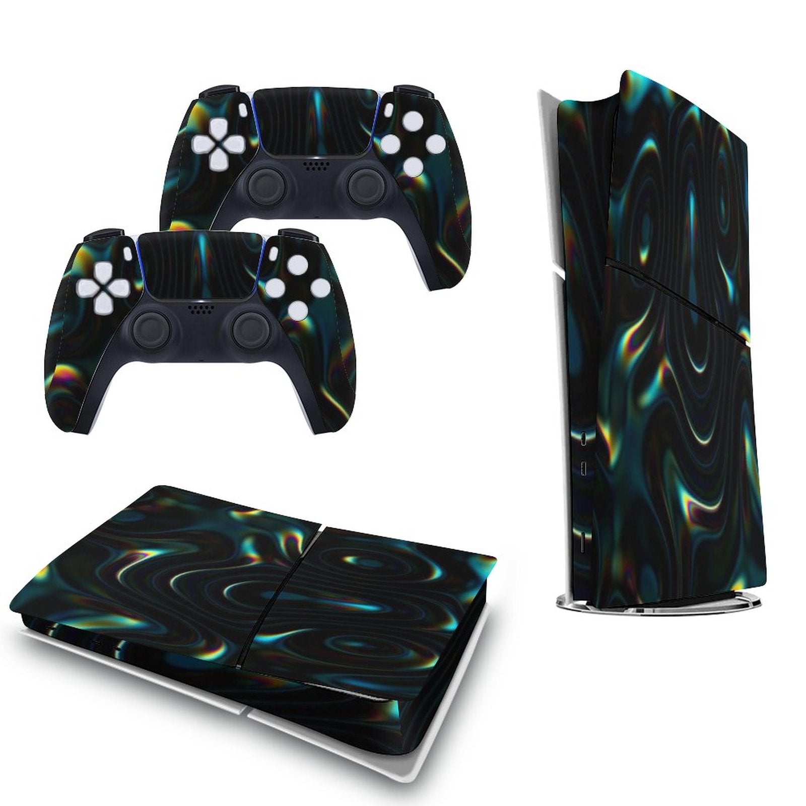 Gamer Wraps "Liquid Swirl" Sticker Set for PS5 Slim Controller and Console (Digital Edition)