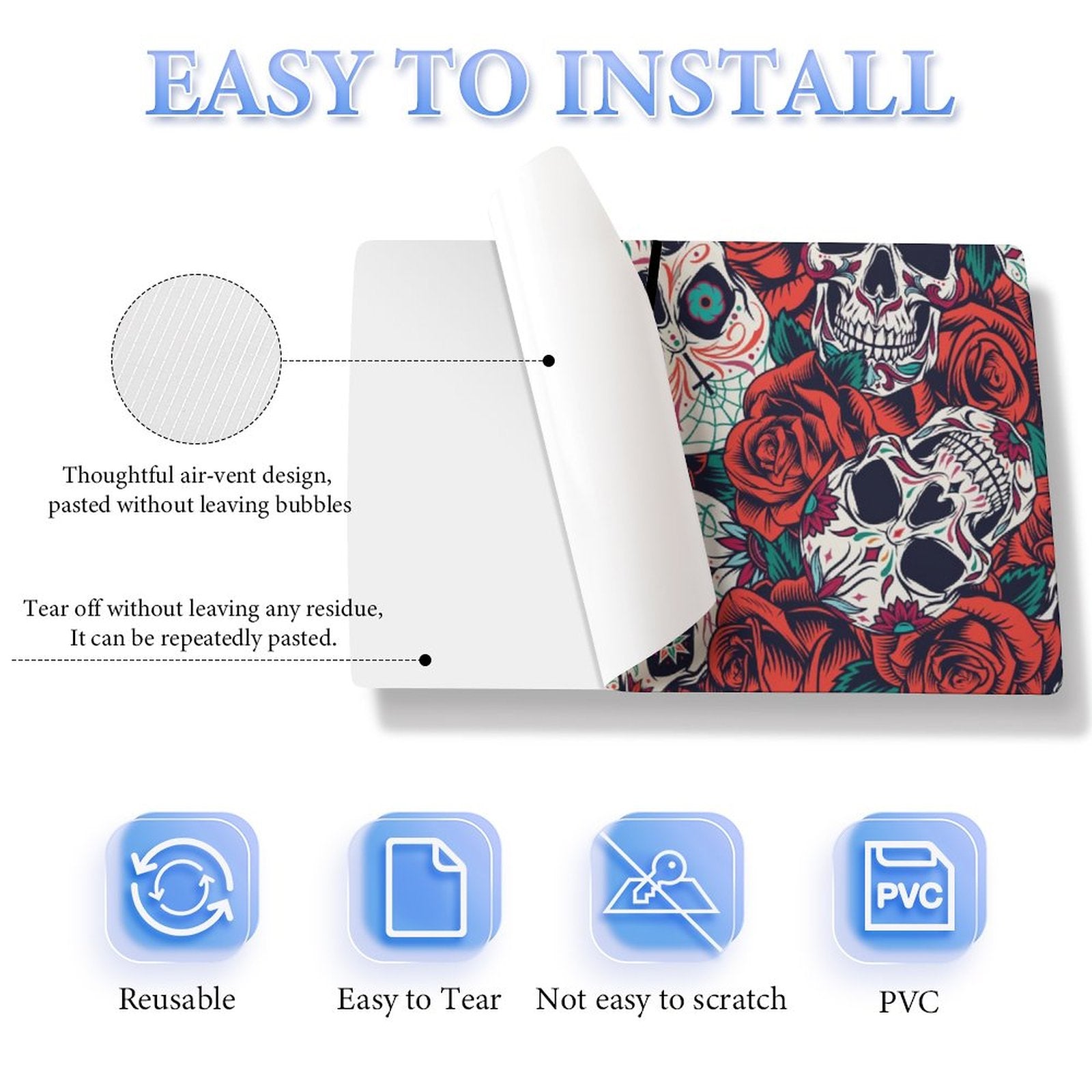 Gamer Wraps "Sugar Skull and Roses" Sticker Set for PS5 Slim Controller and Console (Digital Edition)