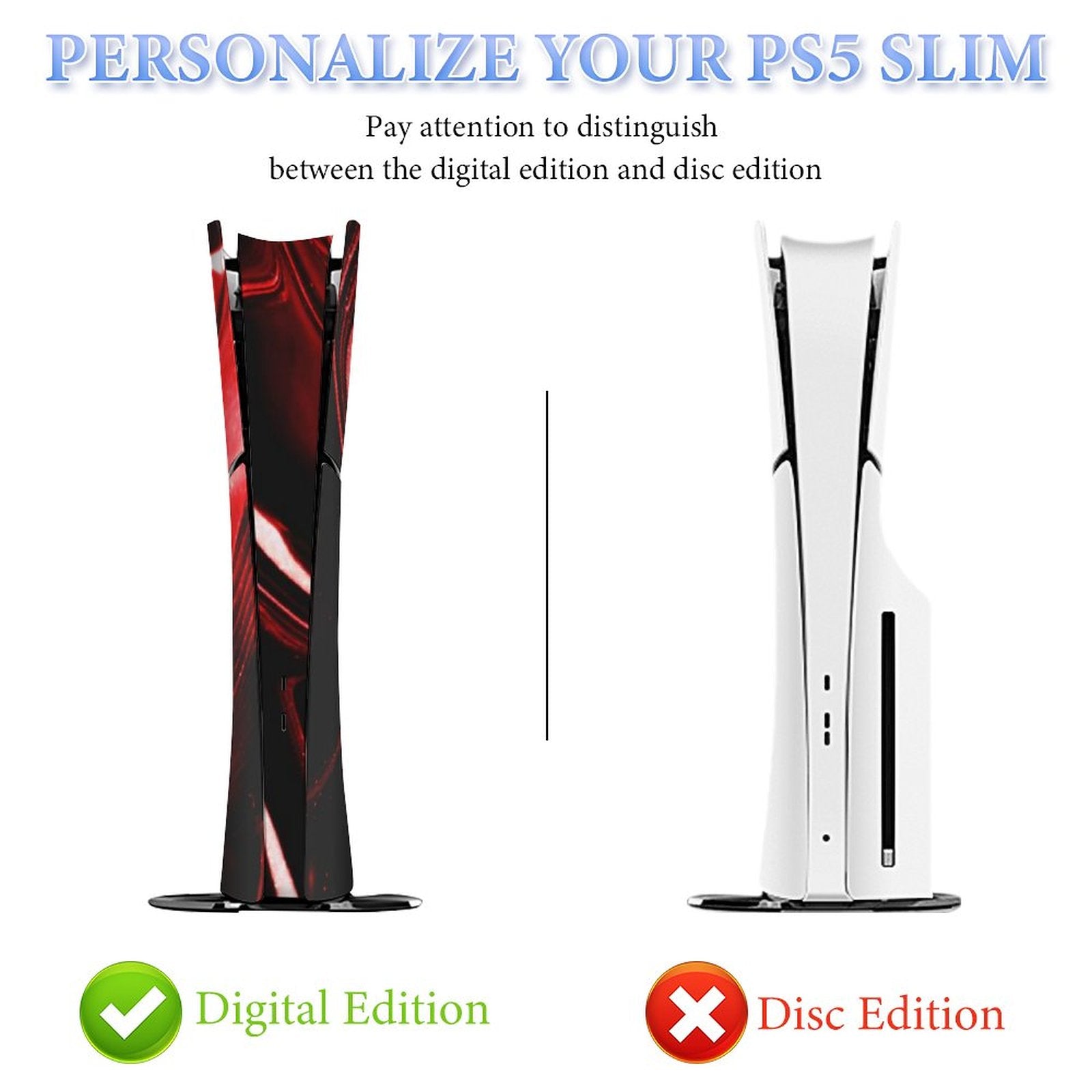 Gamer Wraps "Metallic Marble" Sticker Set for PS5 Slim Controller and Console (Digital Edition)