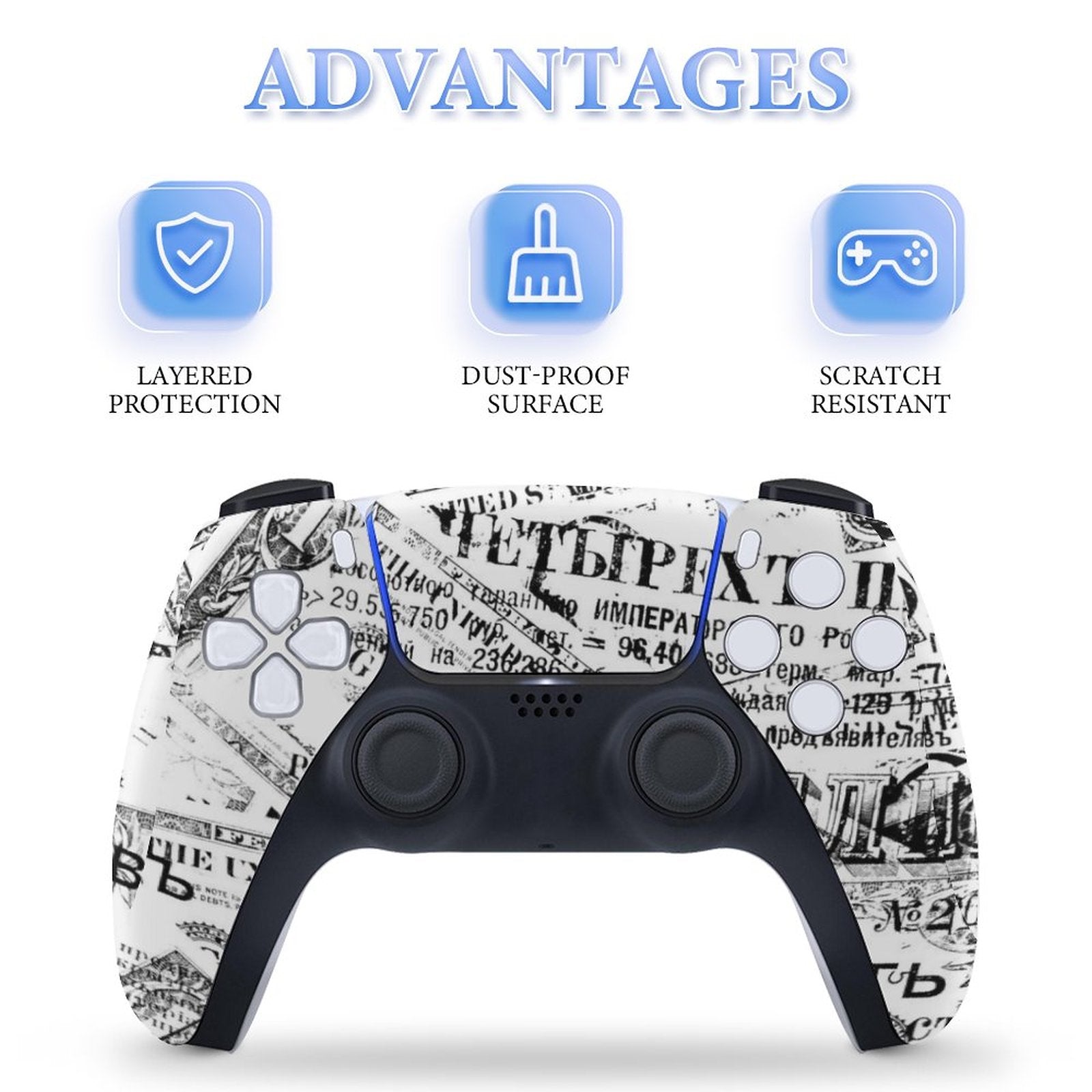 Gamer Wraps "Paper Chase" Sticker Set for PS5 Slim Controller and Console (Digital Edition)