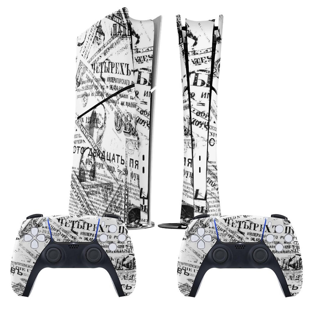 Gamer Wraps "Paper Chase" Sticker Set for PS5 Slim Controller and Console (Digital Edition)