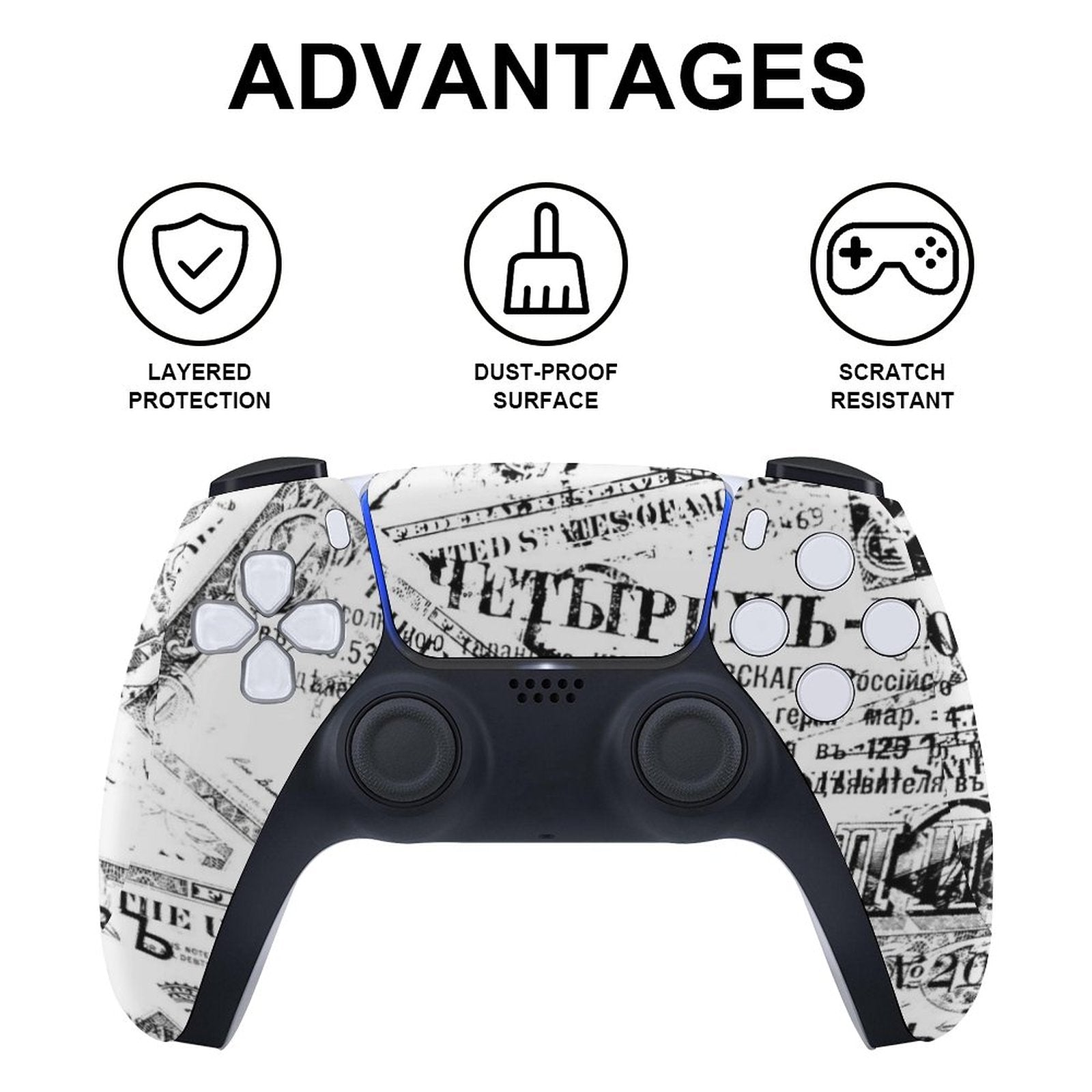 Gamer Wraps "Paper Chase" Sticker Set for PS5 Controller and Console (Dis Version)