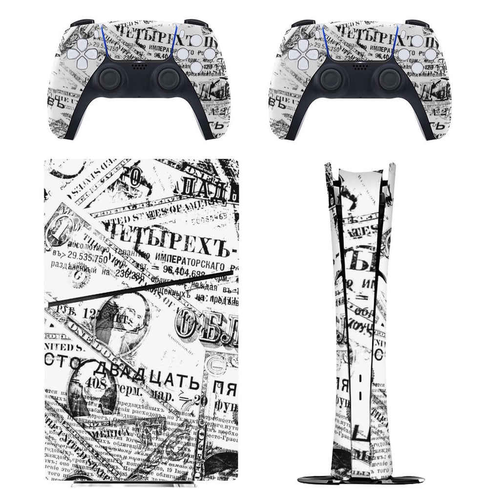 Gamer Wraps "Paper Chase" Sticker Set for PS5 Slim Controller and Console (Digital Edition)
