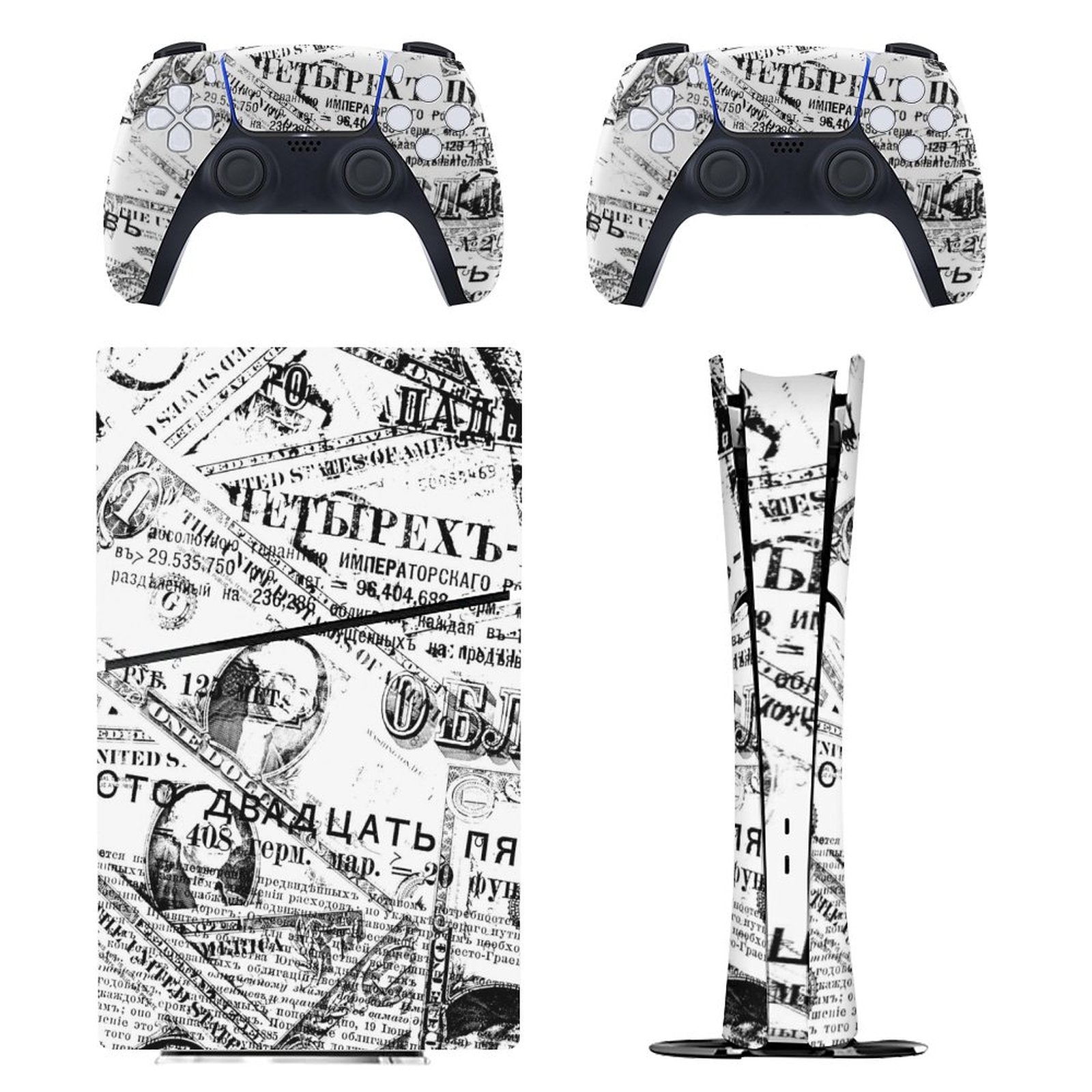 Gamer Wraps "Paper Chase" Sticker Set for PS5 Slim Controller and Console (Digital Edition)