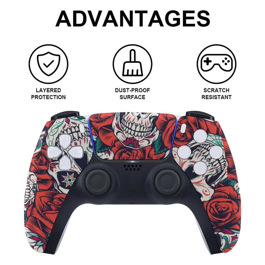 Gamer Wraps "Sugar Skull and Roses" Sticker Set for PS5 Controller and Console (Dis Version)