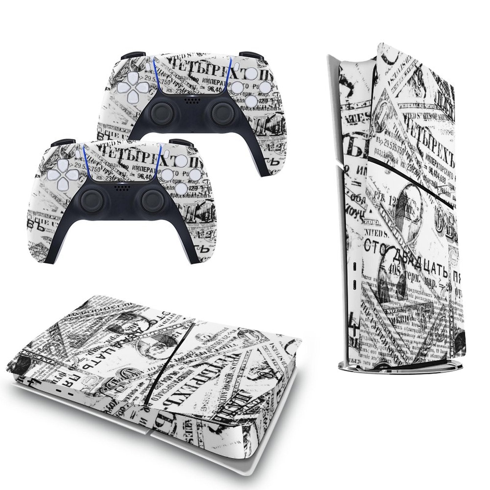 Gamer Wraps "Paper Chase" Sticker Set for PS5 Slim Controller and Console (Digital Edition)