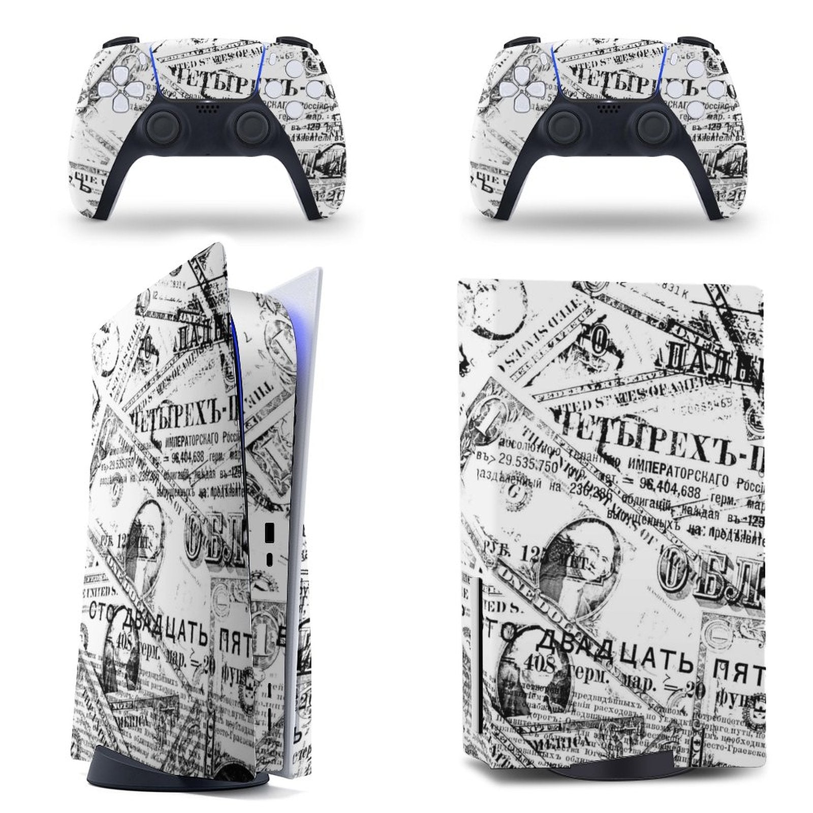 Gamer Wraps "Paper Chase" Sticker Set for PS5 Controller and Console (Dis Version)