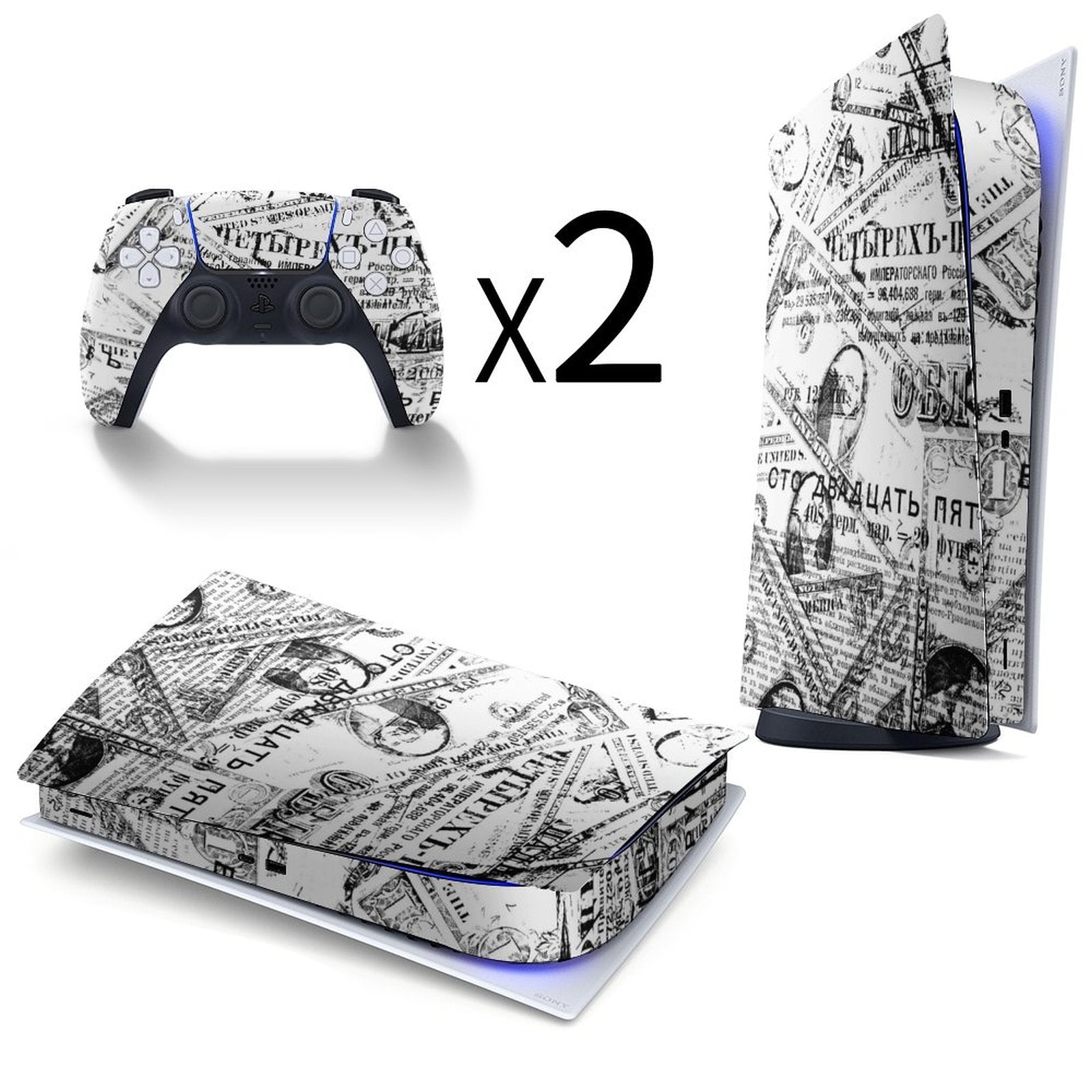 Gamer Wraps "Paper Chase" Sticker Set for PS5 Controller and Console (Digital Edition)