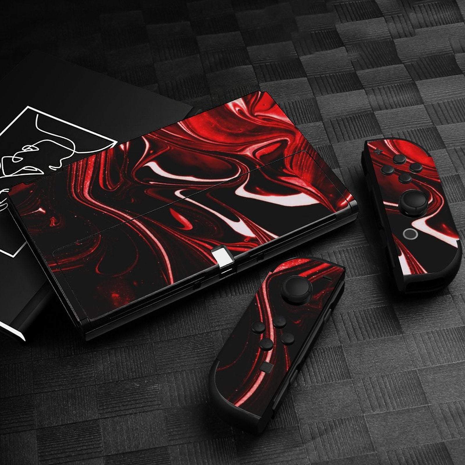 Gamer Wraps "Metallic Marble" Sticker Set for Nintendo Switch OLED Console, Controllers, and Dock