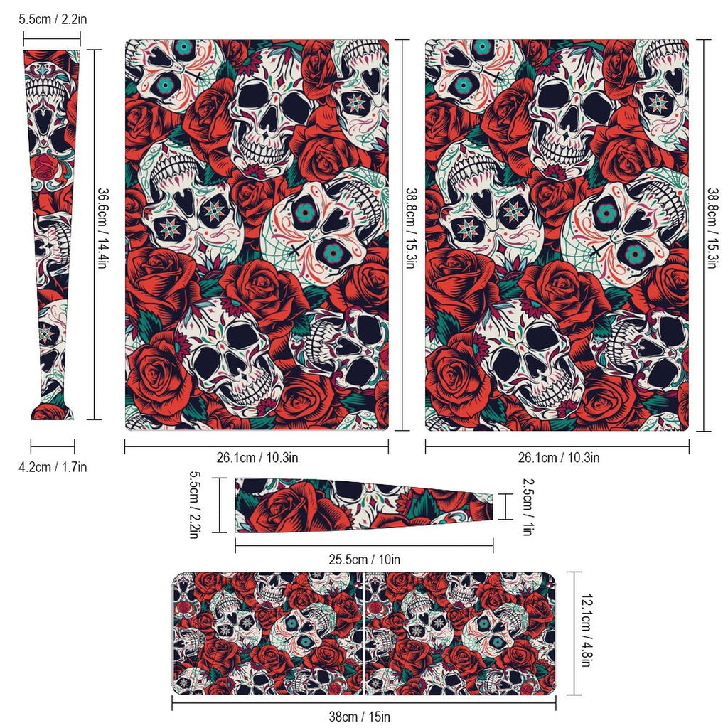 Gamer Wraps "Sugar Skull and Roses" Sticker Set for PS5 Controller and Console (Digital Edition)