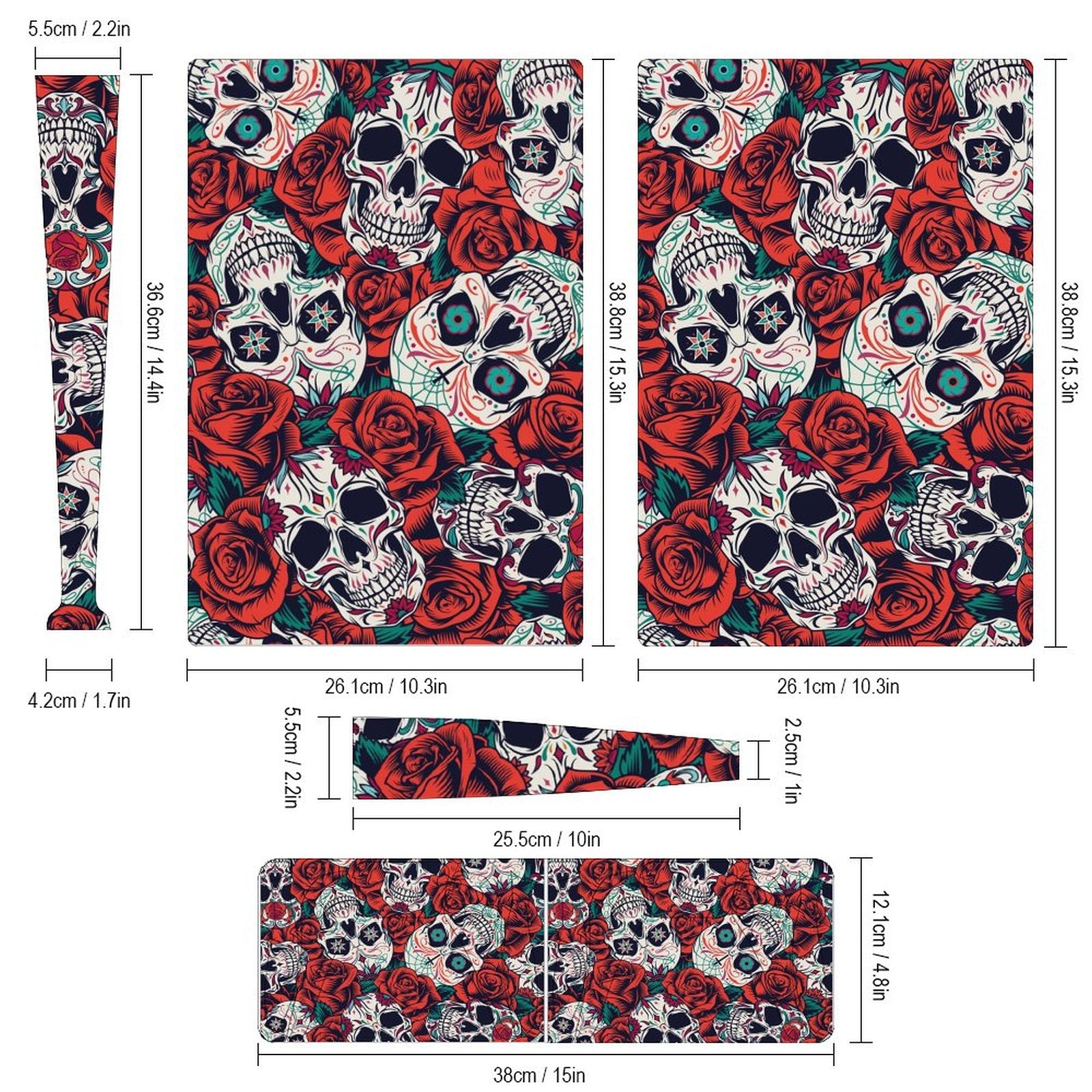 Gamer Wraps "Sugar Skull and Roses" Sticker Set for PS5 Controller and Console (Digital Edition)
